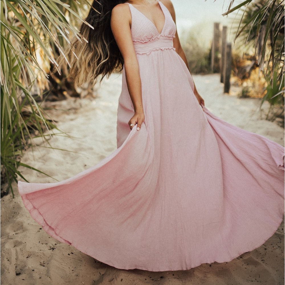 S| free people |light pink |maxi dress| worn once 🔥🔥